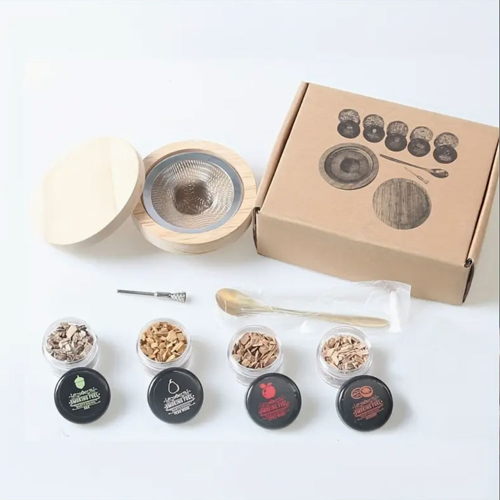 Smoker Box Wood Chip - Set Pengasap Koktail Kayu, Kap Pengasap