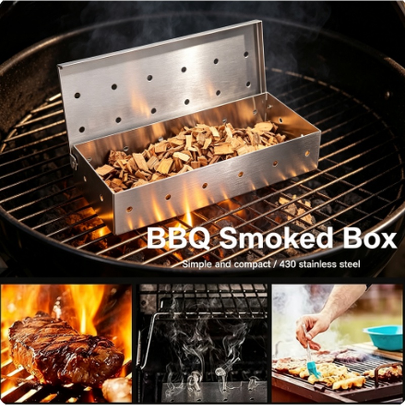 Smoker Box Wood Chip - Kotak Pengasap Stainless Steel untuk Serpihan