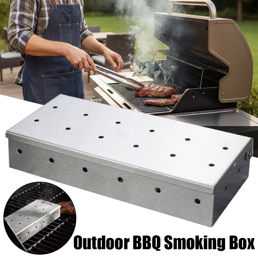 Smoker Box Wood Chip - Kotak Pengasap BBQ Stainless Steel Tebal,