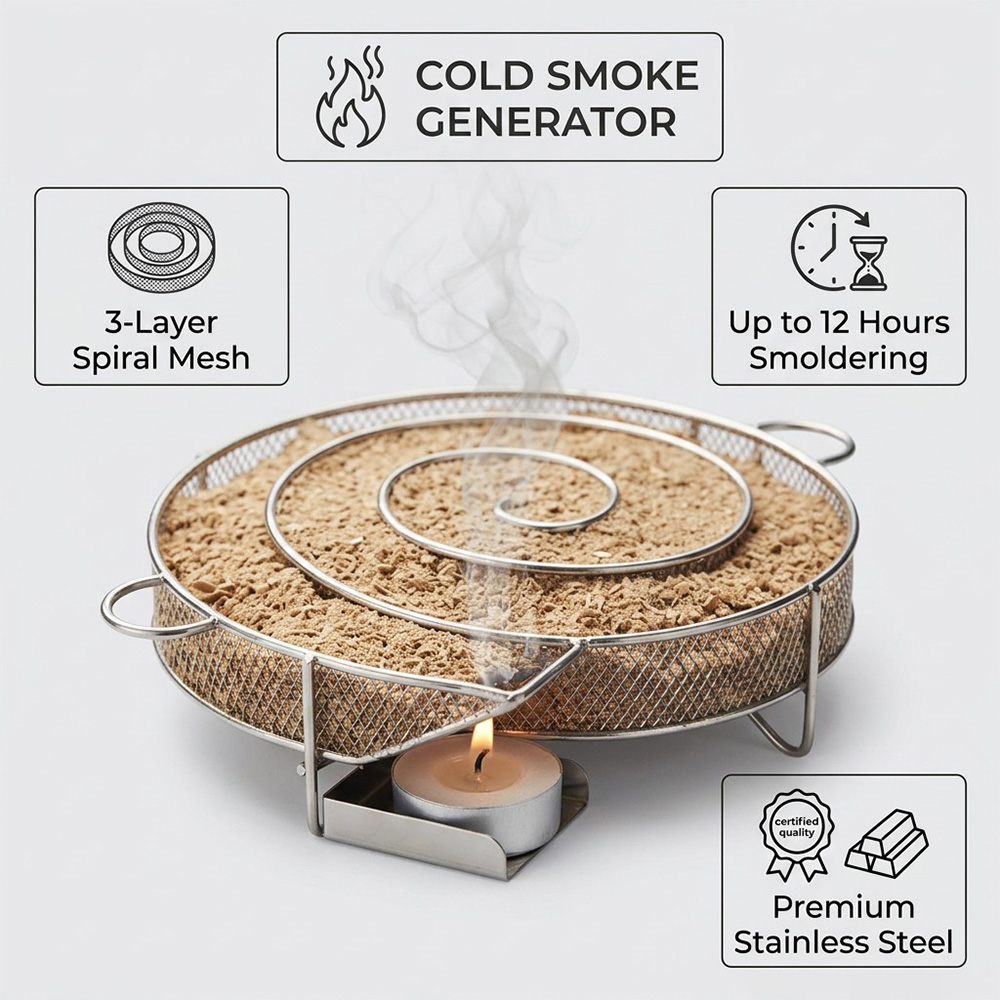 Nampan Asap Bulat dari Baja Ta - Smoker Box Wood Chip ulasan dan harga